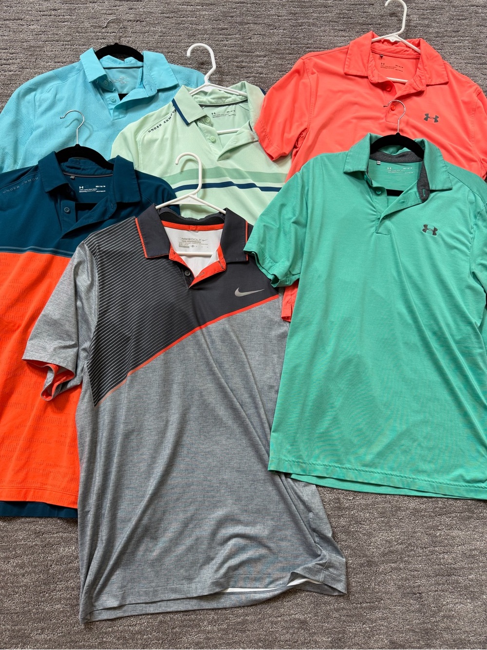 Under Armour Men's Medium Polo Lot (6)  - Mixed Colors + 1 Nike